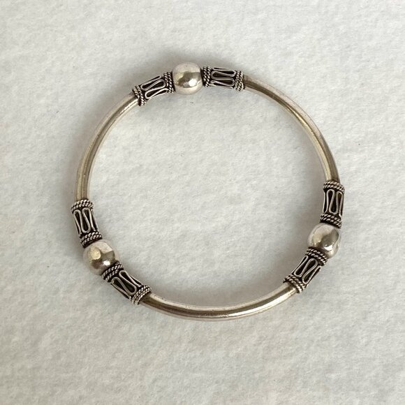 Suarti Sterling Silver 925 BA Indonesia Bali Beaded Round Bangle Bracelet 7.75" - Picture 12 of 16